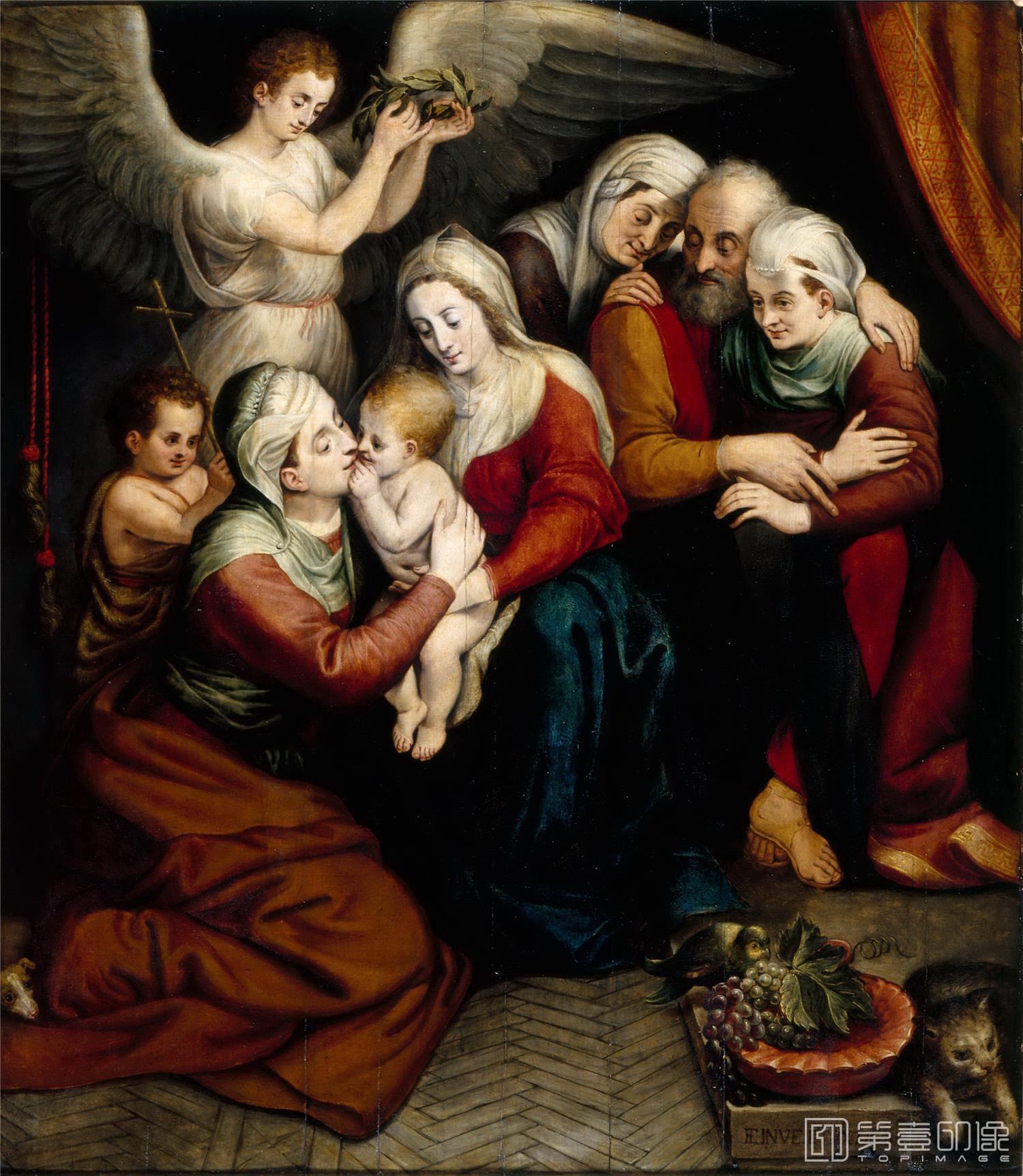 油画-卢浮宫-Workshop of Frans Floris the ElderHoly Family-1828